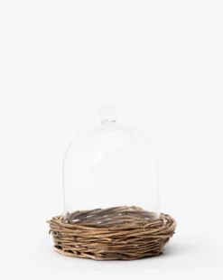 Glass Cloche With Woven Base