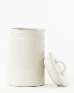 Handled Ceramic Canister -Bloomingville Store HandledCeramicCanister MDCR2149 WHT L D1