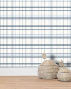 Rigby Plaid Print Wallpaper 12 Rigby Plaid Print Wallpaper -Bloomingville Store KidsWallpaper 60 Rugby Plaid Light Blue R1
