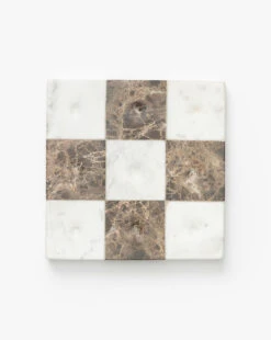 Marble Tic-Tac-Toe Board -Bloomingville Store MarbleTic Tac ToeBoard MDCR2601 BWN OS D1