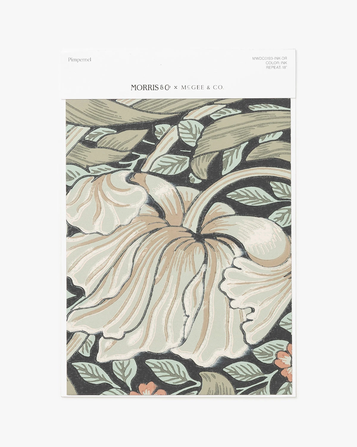 Morris & Co. X McGee & Co. Pimpernel Ink Wallpaper Swatch 3 Morris & Co. X McGee & Co. Pimpernel Ink Wallpaper Swatch