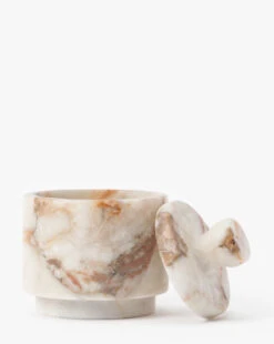 Verona Matte Marble Lidded Jar -Bloomingville Store VeronaMatteMarbleLiddedJar MDCR2934 WHT OS D1 T
